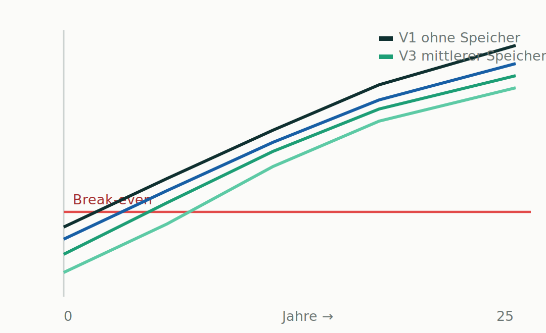 Net-Cash-Flow verschiedener Speichergrößen (25 Jahre)